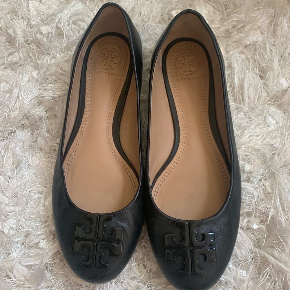 Tory Burch Black Leather Flats